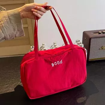 Простая повседневная нейлоновая сумка подмышкой женская большая сумка-тоут сумка через плечо для поездок на работу красный