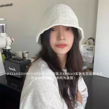 Простая повседневная шляпа-ведро для женщин, новая осенняя универсальная простая шляпа-ведро для путешествий, маленькая шляпа от солнца, прилив M56-58cm белый