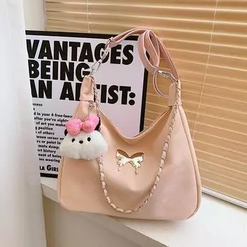 Простая повседневная сумка большой вместимости с мягкой подмышечной вставкой, новая повседневная сумка-мессенджер через плечо в иностранном стиле с цепочкой 2024 года