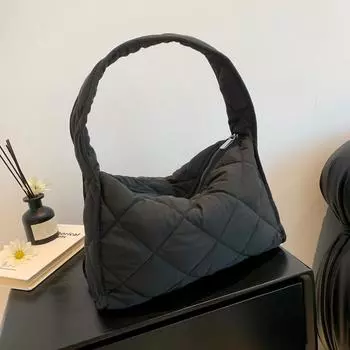 Простая повседневная сумка большой вместимости, сумка-тоут 2024 года, весна-лето, новая повседневная хлопковая сумка для одежды, модная сумка через плечо подмышкой белый