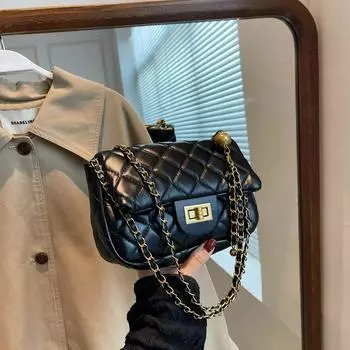 Простая повседневная сумка-чехол на цепочке с ромбами, маленькая квадратная сумка через плечо, модная сумка на плечо розы красного