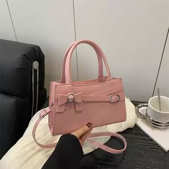 Простая повседневная сумка через плечо 2025 года, новая модная сумка с бантом для переноски в руке, маленькая квадратная сумка-сумка чёрный