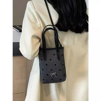 Простая повседневная сумка через плечо для телефона для женщин, модная мини-сумка-ведро с бантом, женская модная сумочка для губной помады