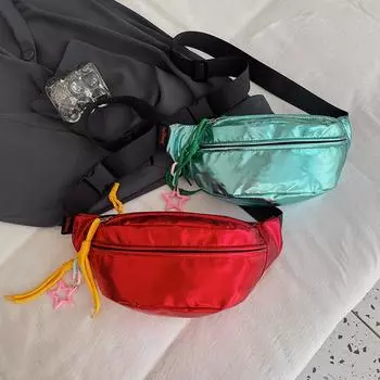 Простая повседневная сумка через плечо, популярная сумка через плечо, популярная мягкая универсальная однотонная нетканая поясная сумка на молнии