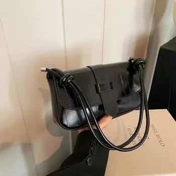 Простая повседневная сумка нишевого дизайна 2024 года, новая сумка, женская сумка через плечо, модная сумка через плечо, маленькая квадратная сумка через подмышку чёрный