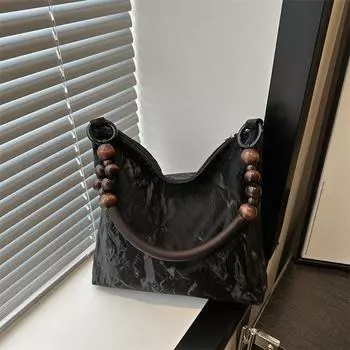 Простая повседневная сумка-сумка 2024 года, летняя новая тенденция моды, нишевая сумка под мышкой, простая модная сумка через плечо чёрный