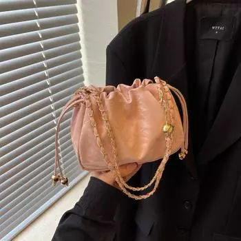 Простая повседневная сумка-ведро большой вместимости, летняя новая модная ретро-сумка, женская сумка через плечо