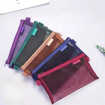 Простая прозрачная сетчатая сумка для ручек, сумка для хранения, для студентов, для переноски большой емкости, канцелярская сумка