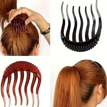 Простая пушистая расческа для волос «конский хвост» с 7 акриловыми зубцами, удлинитель для волос для девочек, элегантные вставки для заколок для волос, аксессуары