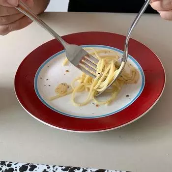 Простая яркая синяя красная линия обеденная тарелка французская тарелка обеденная тарелка бытовая фото красивые тарелки салатница 8 inches