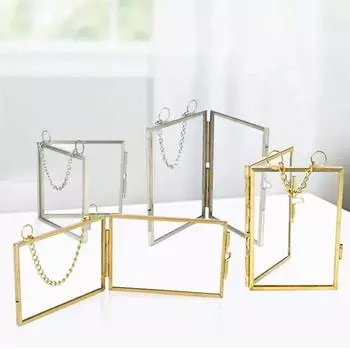 Простая рамка для фотографий из чистого медного металла, прозрачная, высокопрозрачная стеклянная фоторамка, сделай сам, подвесная витрина, настенный декор