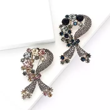 Простая ретро-брошь-бантик из сплава со стразами, изысканная женская одежда, корсаж, ювелирное украшение, булавка