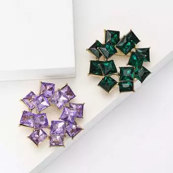 Простая ретро-брошь со стразами, двойное кольцо, брошь, творческая личность, женская одежда, корсаж, ювелирные изделия, булавка