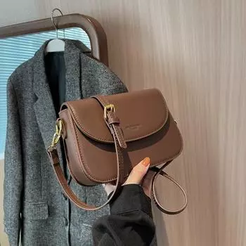 Простая ретро маленькая квадратная сумка женская осенне-зимняя модная женская сумка-мессенджер для поездок на работу универсальная сумка через плечо 20*15*7 коричневый