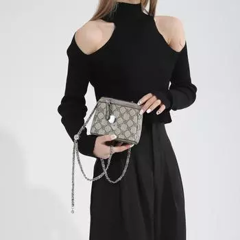 Простая ретро маленькая сумка-коробка женская новая модная сумка-мессенджер цепочка повседневная мини помада сумка для мобильного телефона хаки