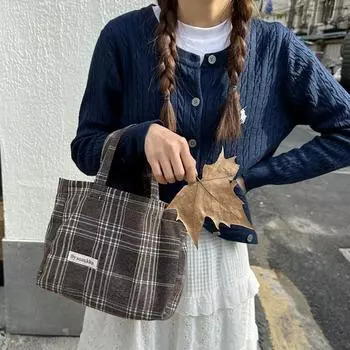 Простая ретро шерстяная многоцветная сумка женская клетчатая сумка осень и зима женская сумка