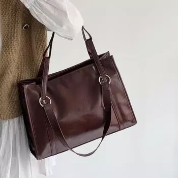 Простая ретро сумка через плечо женская большая квадратная сумка для поездок на работу модные универсальные сумки-тоуты повседневные компьютерные сумки