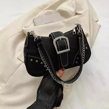 Простая ретро-сумка для подмышек, модная трендовая повседневная сумка на плечо, парусиновая повседневная текстурированная сумка через плечо для женщин чёрный