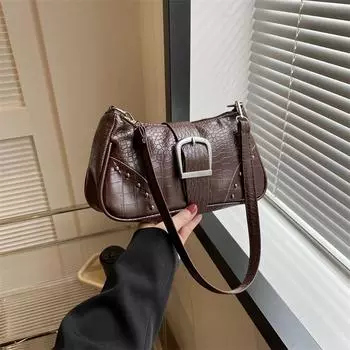 Простая ретро сумка подмышкой 2024 лето осень и зима новый модный тренд повседневная сумка через плечо иностранная текстура кроссбоди