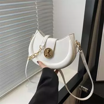 Простая ретро сумка подмышкой женская летняя 2024 новая модная сумка через плечо повседневная сумка-седло сумка подмышкой чёрный