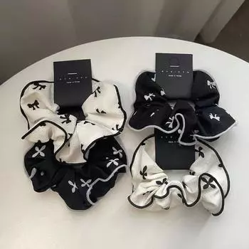 Простая резинка для волос с круглыми краями высокого уровня, резинка для волос с большим принтом, корейский головной убор с веревкой для волос