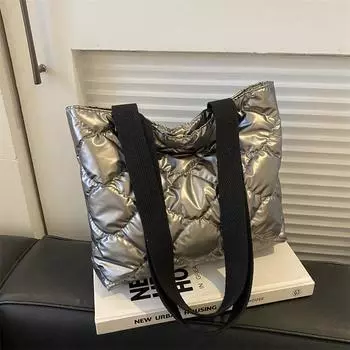 Простая ромбовидная сумка через плечо большой емкости 2024 года, новая повседневная трендовая сумка-тоут, модная простая сумка чёрный