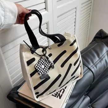 Простая ручная холщовая сумка для женщин, старшеклассников, универсальная, для класса, для ношения на руках, маленькая квадратная сумка