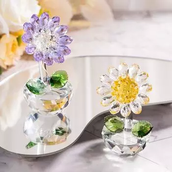 Простая серия растений хрустальная статуэтка подсолнуха мультяшная 3D фигурка подсолнуха ручная работа украшения подсолнуха домашний декор