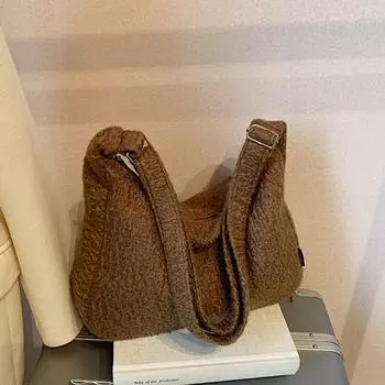 Простая шерстяная сумка большой вместимости, женская сумка на осень и зиму, новая, супер-пожарная, повседневная сумка-тоут с мягкими стенками для поездок на работу