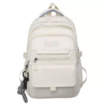 Простая школьная сумка, однотонный школьный рюкзак с подвеской, большой вместимости, дорожный рюкзак, высококачественная холщовая школьная сумка