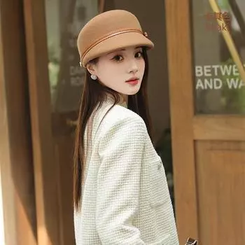 Простая шляпа для верховой езды, женская, осенне-зимняя, австралийская шерстяная фетровая шляпа, кожаная, с бантом, кепка газетчика в стиле ретро M56-58cm чёрный