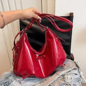 Простая швейная линия PU молния сумки через плечо Simplicity Bow монохромные мягкие универсальные сумки через плечо мода новинка