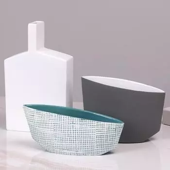 Простая скандинавская креативная ваза с сухими цветами, модель, дизайнерская мягкая декорация для гостиной, геометрическое искусство, цветочное сочетание