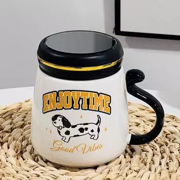 Простая скандинавская кружка с крышкой, большая емкость для воды, высококачественная керамическая чашка для девочек, милая мультяшная чашка 478ML