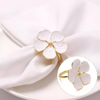 Простая сливовая салфетка Салфетка с 5 лепестками Кольцо для салфетки «Счастливый цветок» Кольцо для салфетки белый