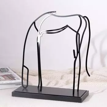 Простая современная абстрактная лошадь, скульптура животного, украшение для гостиной, модель дома, офис продаж, креативное украшение из проволоки, украшение