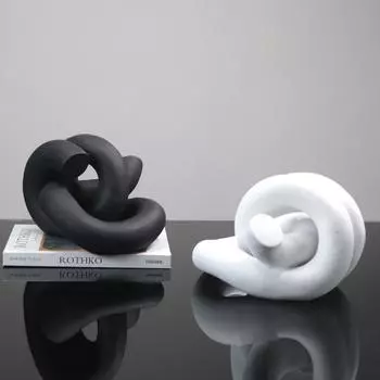 Простая современная черно-белая смоляная креативная модель обмоточных украшений для гостиной, журнального столика, рабочего стола, украшения