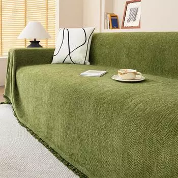 Простая современная диванная подушка из синели с узором «елочка», универсальные подушки для сидений Four Seasons, нескользящий чехол для дивана 180*130cm