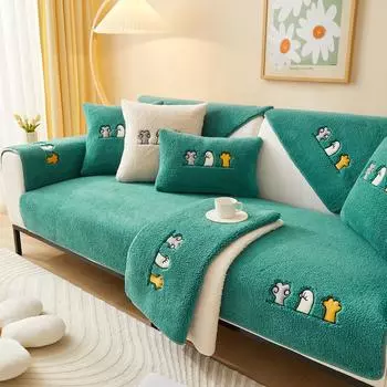 Простая современная кашемировая диванная подушка с кошачьим когтем, зимняя утолщенная теплая нескользящая подушка, кожаный чехол для дивана, полотенце на спинку 70*70 синий