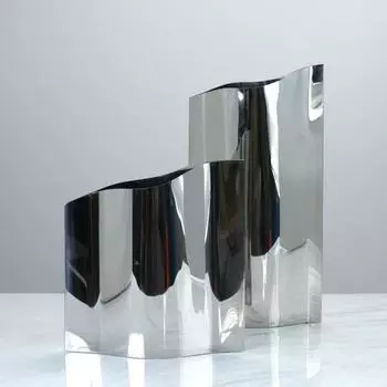 Простая современная плоская ваза из нержавеющей стали для цветов, кожаная металлическая ваза, легкая, роскошная, настольная, для гостиной, винный шкаф