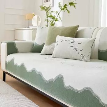 Простая современная подушка для дивана из шенилла Four Seasons, универсальный нескользящий чехол, тканевое полотенце, чехол для дивана, универсальная подушка All-inclusive 30*50cm зелёный