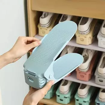 Простая современная полка для обуви, двухслойная интегрированная регулируемая пластиковая полка для обуви в гостиной общежития белый