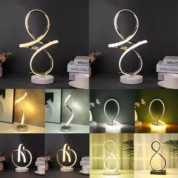 Простая современная спиральная светодиодная настольная лампа для гостиной, чтения, дома, прикроватная тумбочка, декоративное освещение для спальни с адаптером США