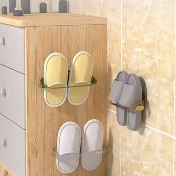 Простая спальня, аккуратная настенная полка для хранения обуви, сушилка для тапочек, полка для ванной комнаты, 1 шт., сливная полка, крючок для тапочек, без перфорации, сливная полка для унитаза коричневый