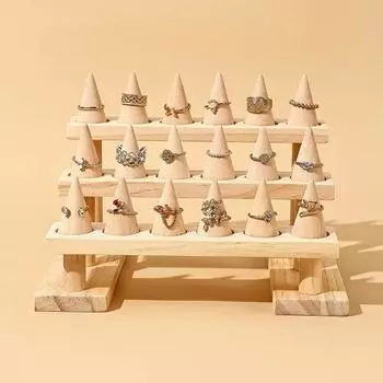 Простая стойка для колец из цельного дерева, стойка для колец, стойка для ювелирных изделий, стойка для прямой трансляции белый