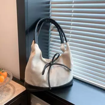 Простая сумка большой вместимости для поездок на работу Простая сумка-тоут в стиле ретро большой вместимости Модная повседневная сумка через плечо чёрный