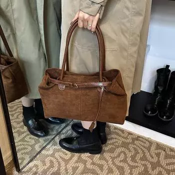 Простая сумка через плечо 2024 года, новая сумка на осень, женская сумка-мессенджер в стиле ретро, модная сумка-тоут чёрный