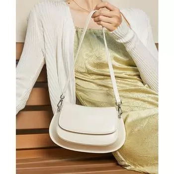 Простая сумка через плечо для женщин из расщепленной коровьей кожи, седельные сумки, шитье, однотонная женская сумка-мессенджер через плечо (20cm<Max Length<30cm) абрикосовый