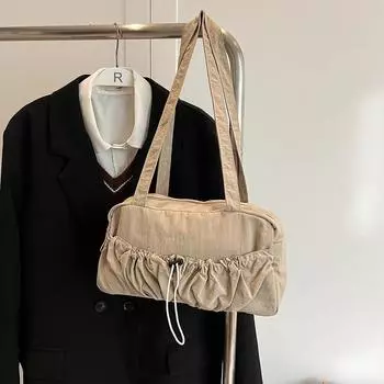 Простая сумка через плечо для женщин с завязками на шнурке, легкая, вместительная, с застежкой-молнией, сумка для фитнеса для ежедневного использования