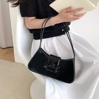 Простая сумка через плечо из искусственной кожи для женщин, роскошный кошелек с бантом, подходит для повседневного использования, сумка через плечо